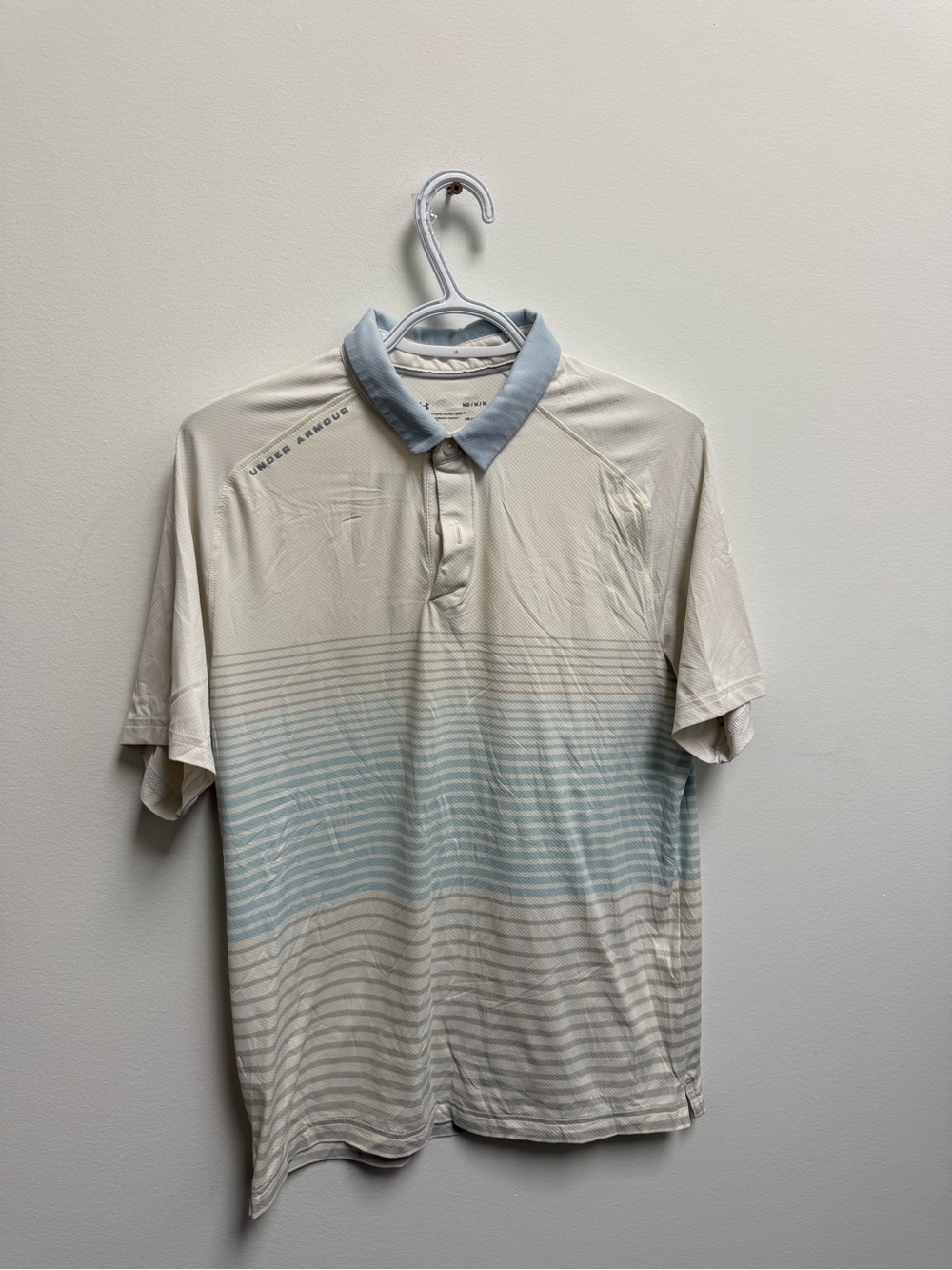 Under Armour Men's Faded Blue and Cream Gradient Polo
